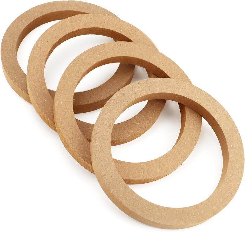 QWORK حلقة فراغ مكبر الصوت الخشبية، 4 قطع 6.5 بوصة حلقة مكبر الصوت MDF، حلقات خشبية لمكبرات الصوت 6.5 بوصة - Image 5